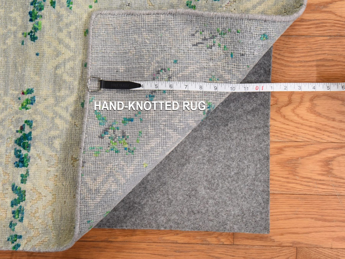  hand-knotted wool/silk rug in Green, 8'10" x 12', SKU O078841 (view 7)