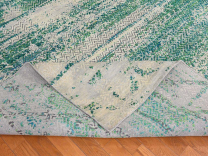  hand-knotted wool/silk rug in Green, 8'10" x 12', SKU O078841 (view 8)