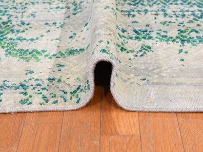  hand-knotted wool/silk rug in Green, 8'10" x 12', SKU O078841 (view 9)