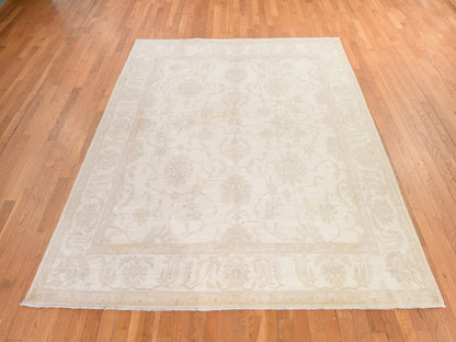 Peshawar Oushak hand-knotted wool rug in Ivory, 8' x 9'6", SKU O078842 (view 2)