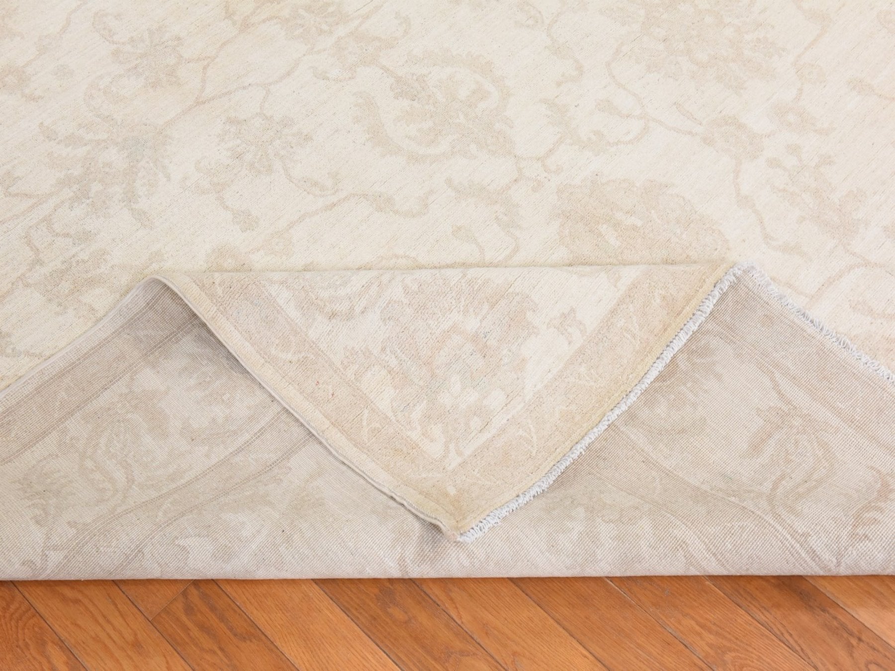 Peshawar Oushak hand-knotted wool rug in Ivory, 8' x 9'6", SKU O078842 (view 8)