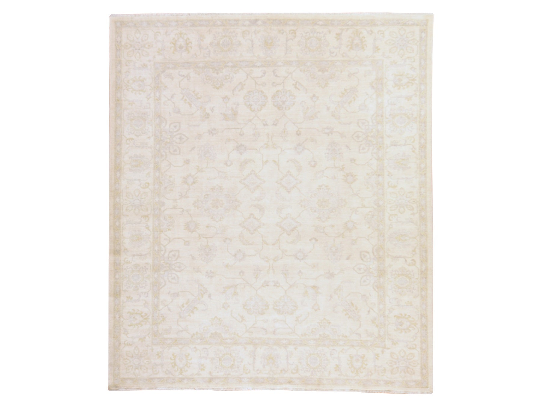 Peshawar Oushak hand-knotted wool rug in Ivory, 8'5" x 9'7", SKU O078843