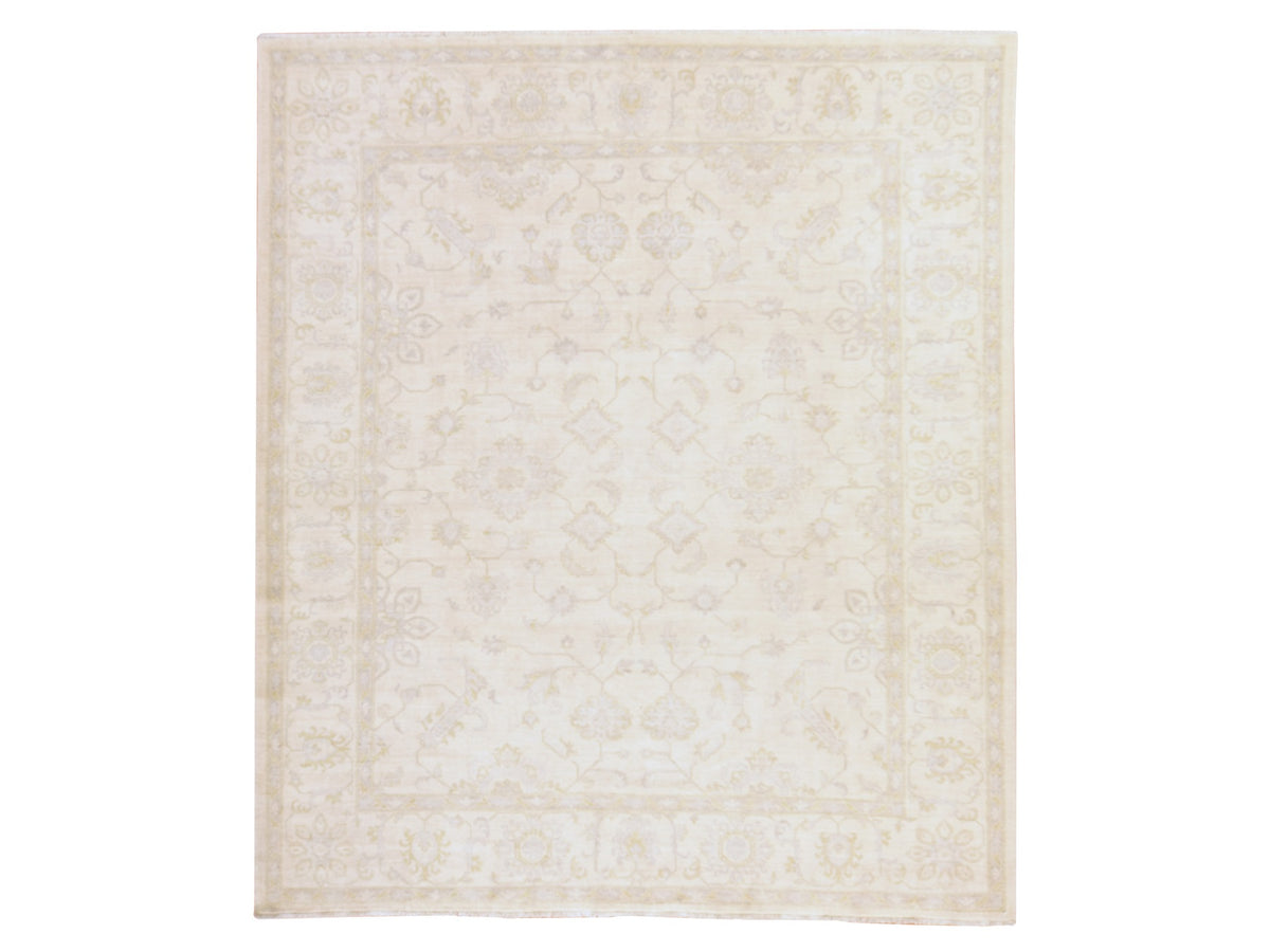 Peshawar Oushak hand-knotted wool rug in Ivory, 8'5" x 9'7", SKU O078843