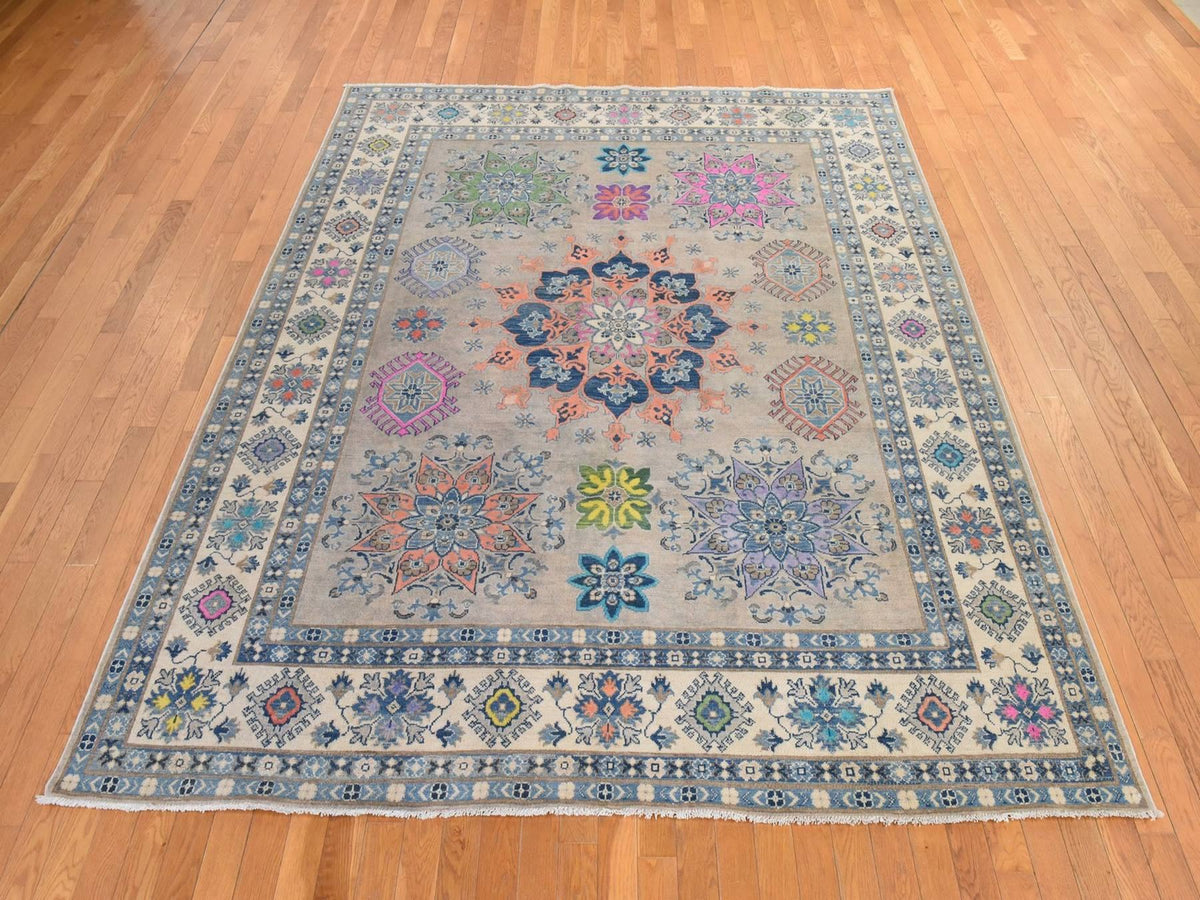 Kazak Kazak hand-knotted wool rug in Brown, 8' x 9'9", SKU O078844 (view 2)