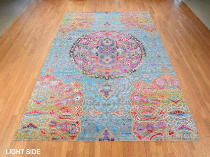 Transitional hand-knotted wool/silk rug in Blue, 9'9" x 13'8", SKU O078845 (view 3)