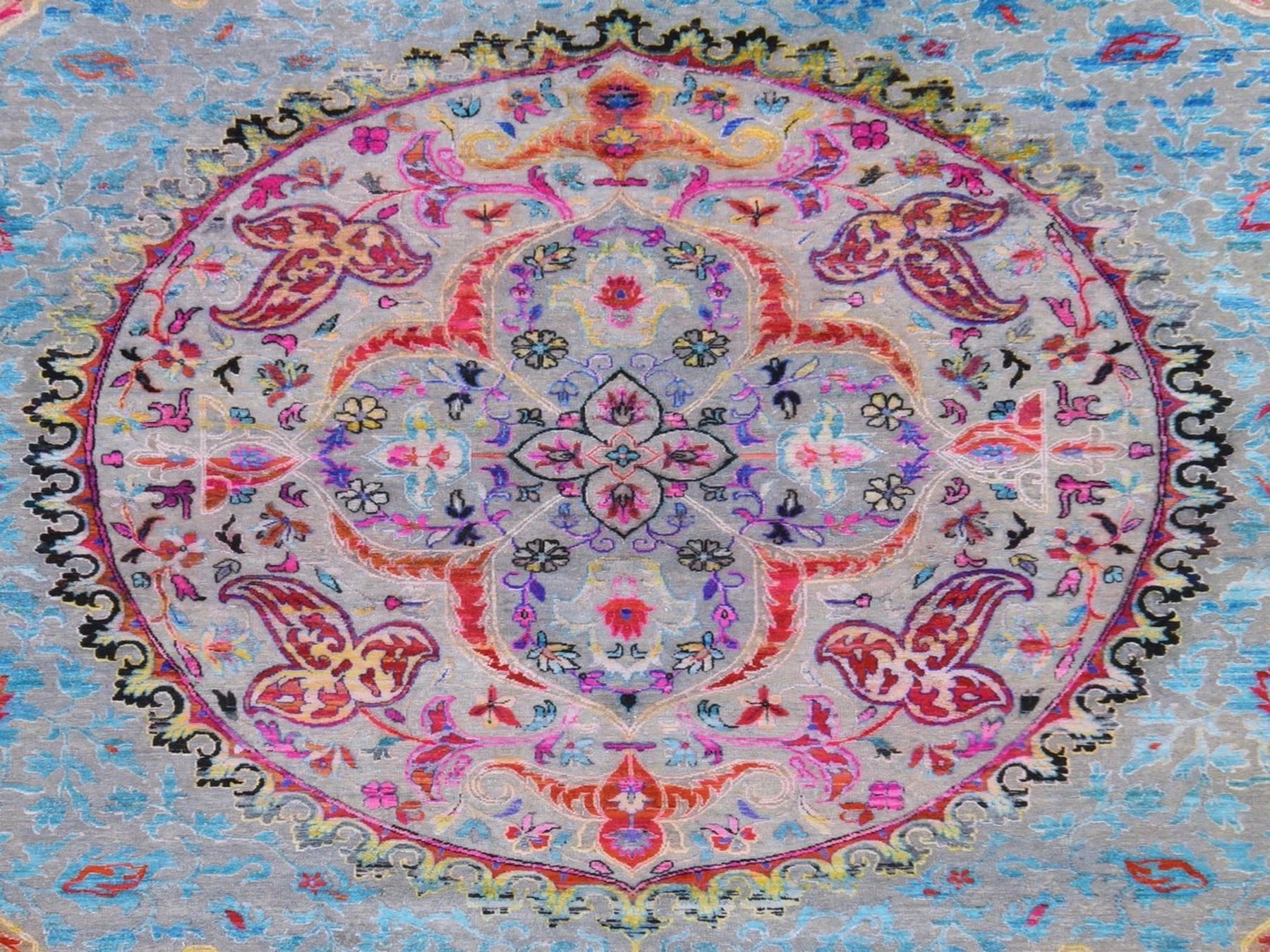 Transitional hand-knotted wool/silk rug in Blue, 9'9" x 13'8", SKU O078845 (view 5)
