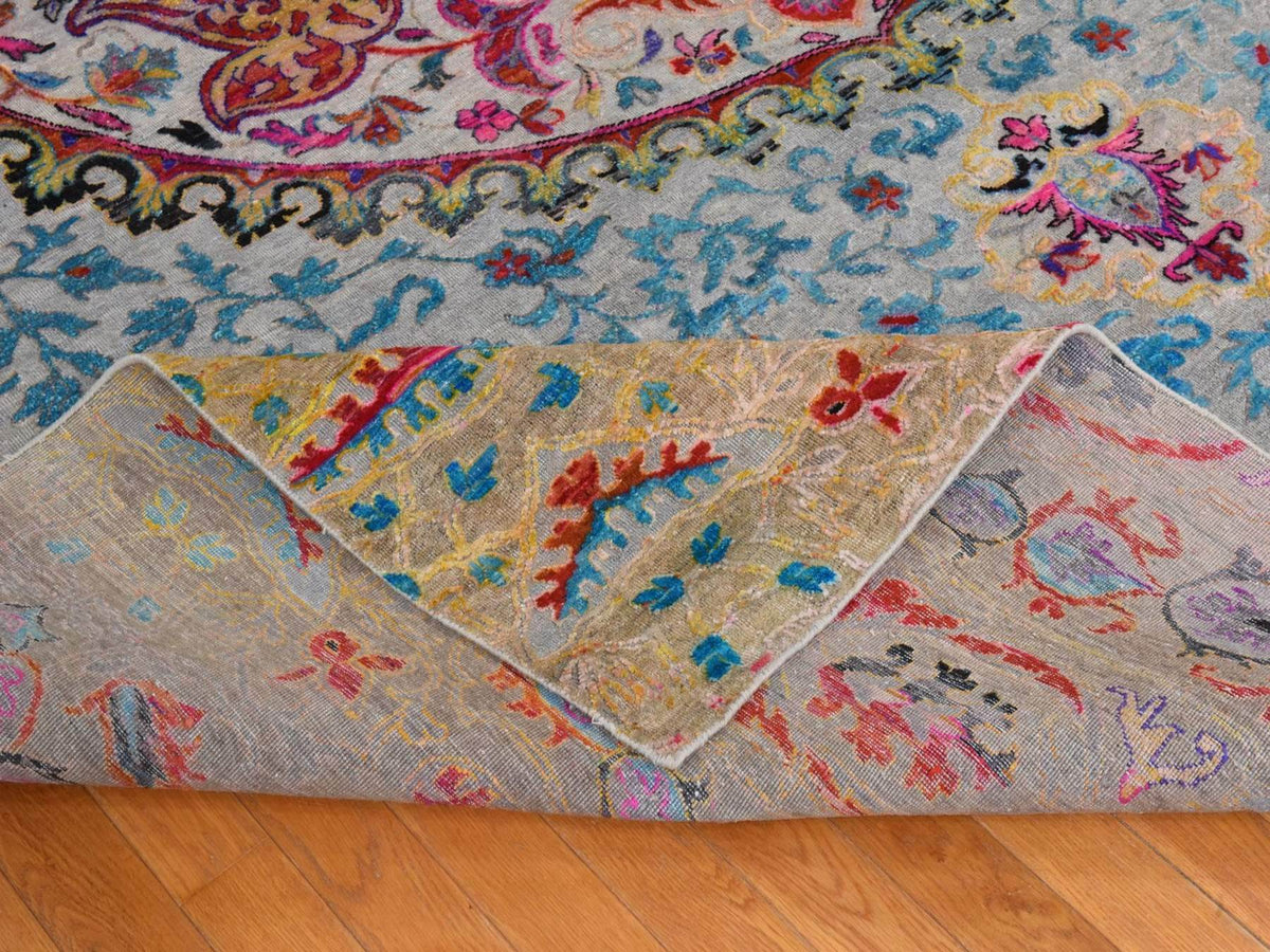 Transitional hand-knotted wool/silk rug in Blue, 9'9" x 13'8", SKU O078845 (view 8)