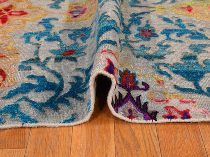 Transitional hand-knotted wool/silk rug in Blue, 9'9" x 13'8", SKU O078845 (view 9)