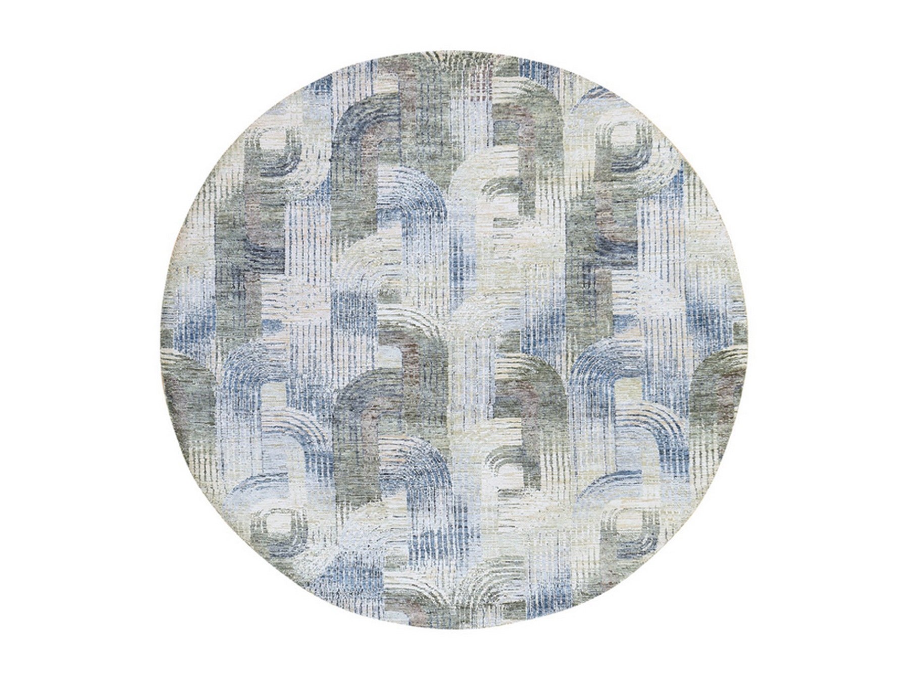 Modern / Contemporary hand-knotted wool/silk rug in Beige, 8' x 8', SKU O078847