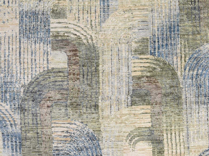 Modern / Contemporary hand-knotted wool/silk rug in Beige, 8' x 8', SKU O078847 (view 4)