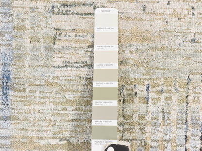 Modern / Contemporary hand-knotted wool/silk rug in Beige, 8' x 8', SKU O078847 (view 5)