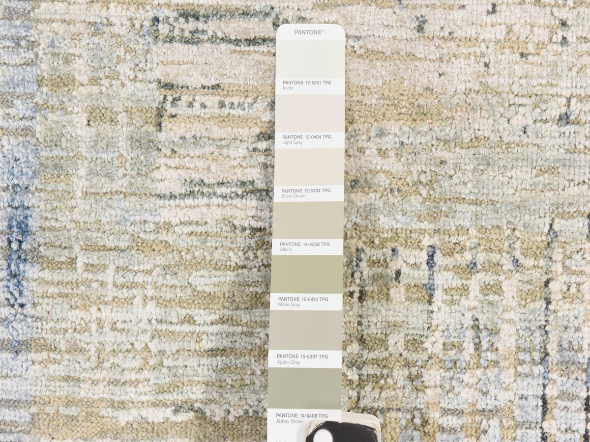 Modern / Contemporary hand-knotted wool/silk rug in Beige, 8' x 8', SKU O078847 (view 5)