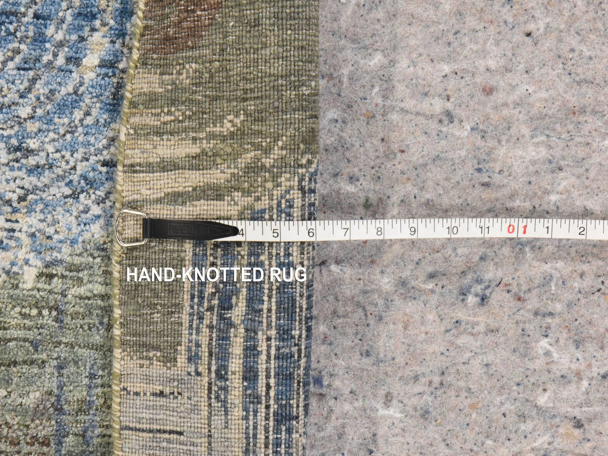 Modern / Contemporary hand-knotted wool/silk rug in Beige, 8' x 8', SKU O078847 (view 6)
