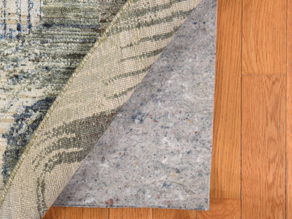 Modern / Contemporary hand-knotted wool/silk rug in Beige, 8' x 8', SKU O078847 (view 7)
