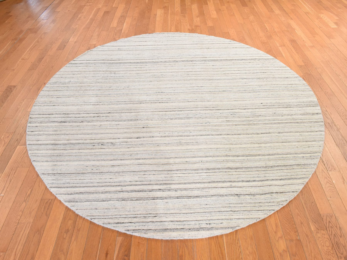 Modern / Contemporary hand-knotted wool rug in Ivory, 8' x 8', SKU O078848 (view 2)