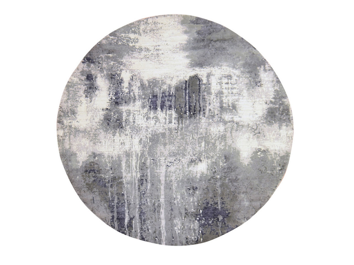 Modern / Contemporary hand-knotted wool/silk rug in Black, 8' x 8', SKU O078850
