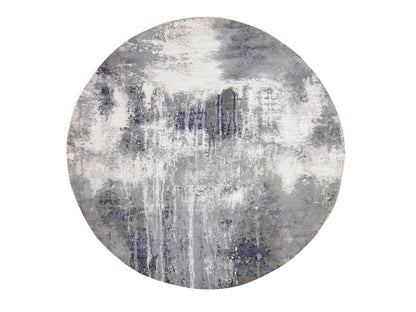 Modern / Contemporary hand-knotted wool/silk rug in Black, 8' x 8', SKU O078850