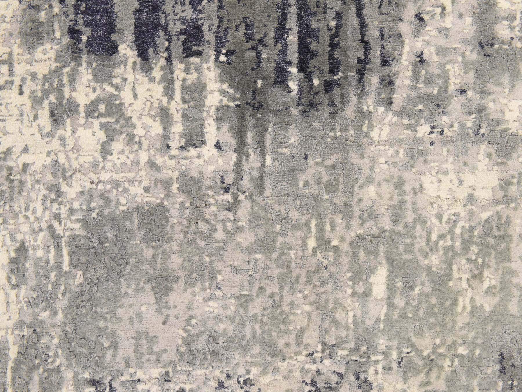 Modern / Contemporary hand-knotted wool/silk rug in Black, 8' x 8', SKU O078850 (view 3)