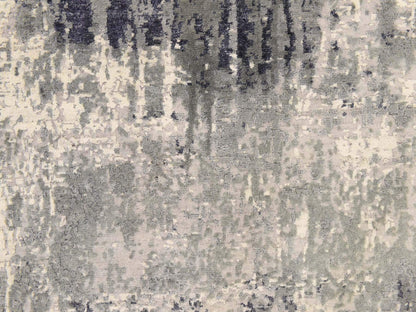 Modern / Contemporary hand-knotted wool/silk rug in Black, 8' x 8', SKU O078850 (view 3)