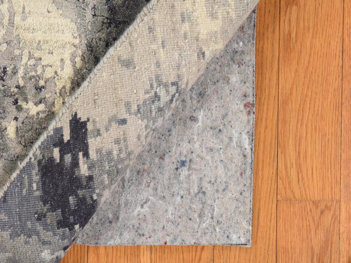 Modern / Contemporary hand-knotted wool/silk rug in Black, 8' x 8', SKU O078850 (view 6)