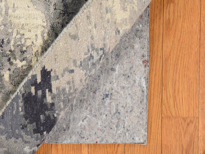 Modern / Contemporary hand-knotted wool/silk rug in Black, 8' x 8', SKU O078850 (view 6)