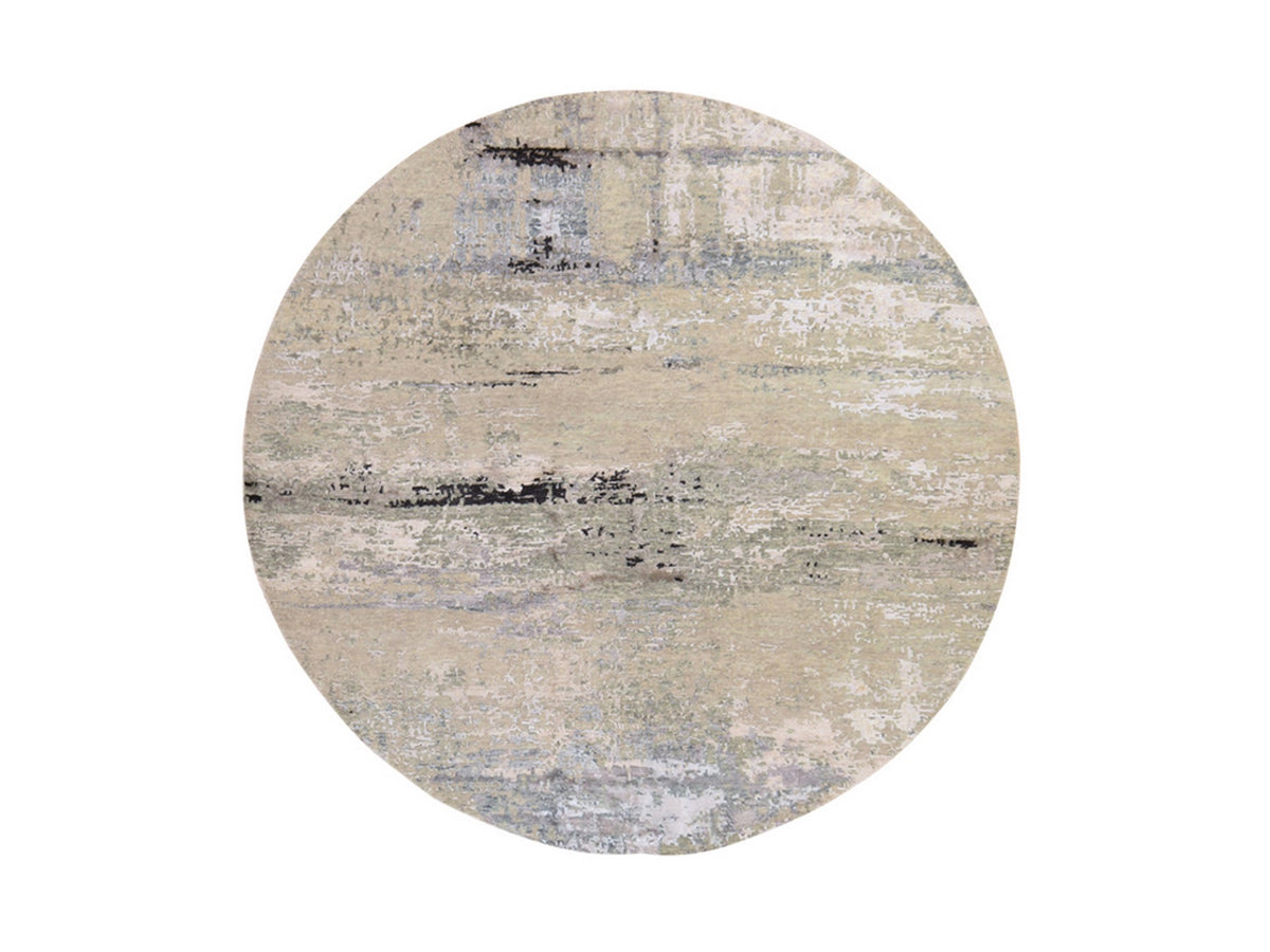 Modern / Contemporary hand-knotted wool/silk rug in Beige, 8' x 8', SKU O078852