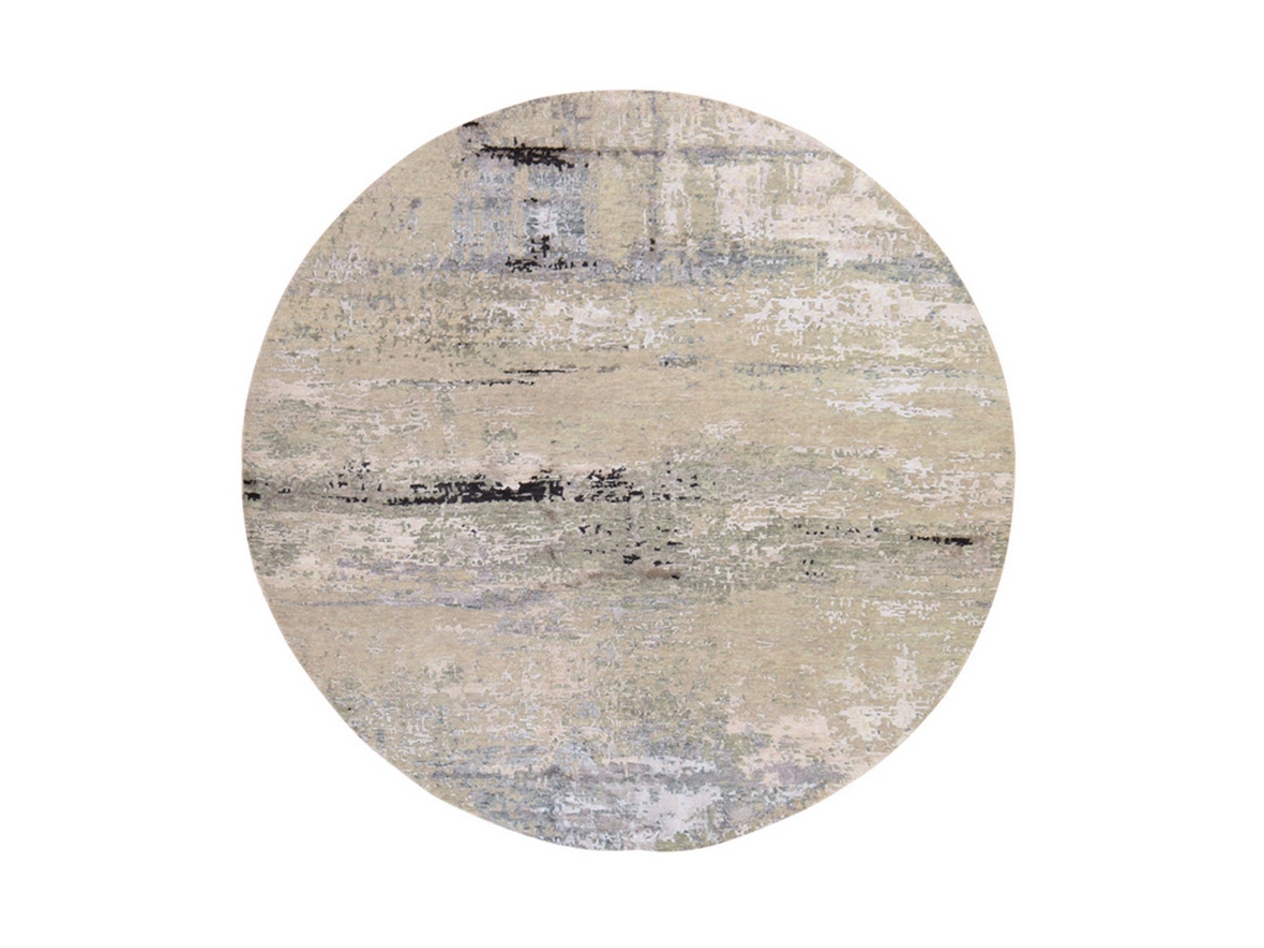 Modern / Contemporary hand-knotted wool/silk rug in Beige, 8' x 8', SKU O078852