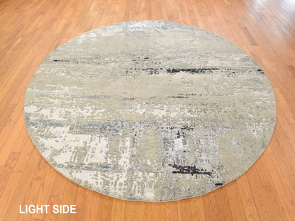 Modern / Contemporary hand-knotted wool/silk rug in Beige, 8' x 8', SKU O078852 (view 3)