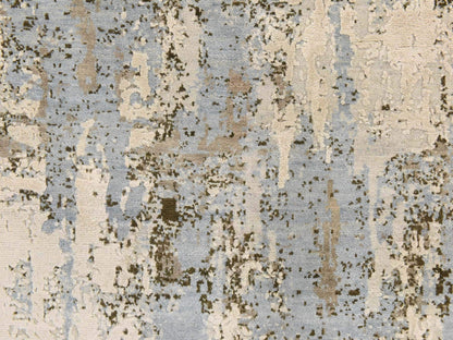 Modern / Contemporary hand-knotted wool/silk rug in Ivory, 8'1" x 8'1", SKU O078854 (view 4)