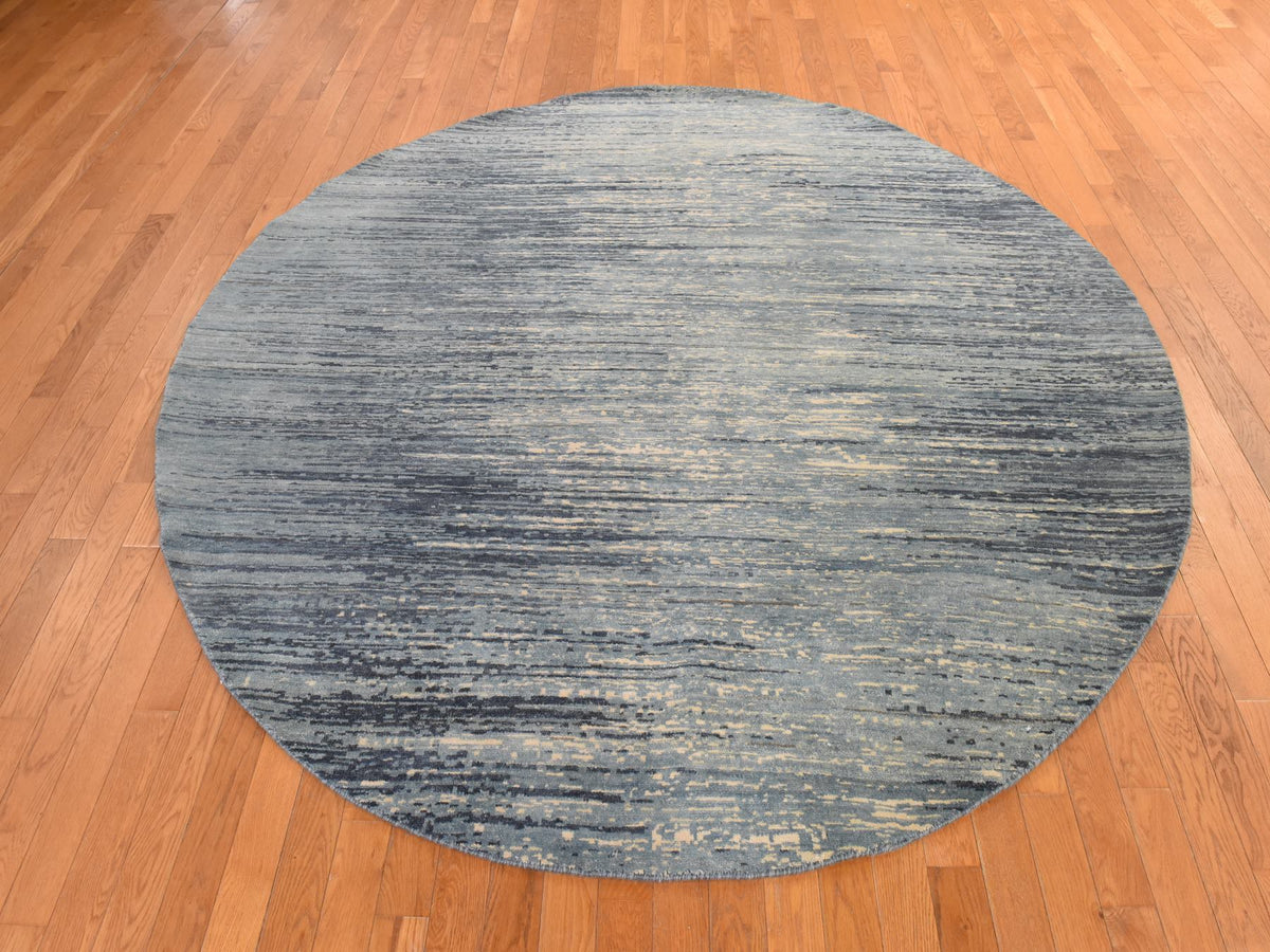 Modern / Contemporary hand-knotted wool rug in Blue, 8' x 8', SKU O078855 (view 2)