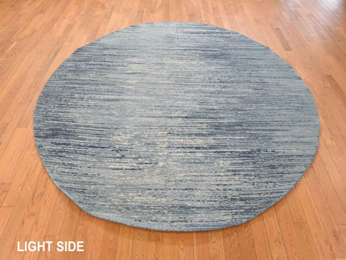 Modern / Contemporary hand-knotted wool rug in Blue, 8' x 8', SKU O078855 (view 3)