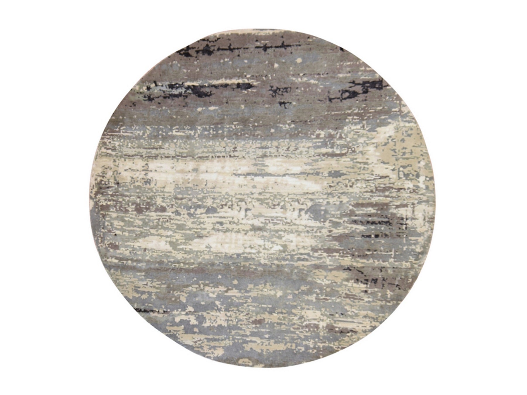 Modern / Contemporary hand-knotted wool/silk rug in Gray, 8'3" x 8'3", SKU O078856