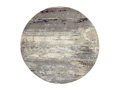 Modern / Contemporary hand-knotted wool/silk rug in Gray, 8'3" x 8'3", SKU O078856