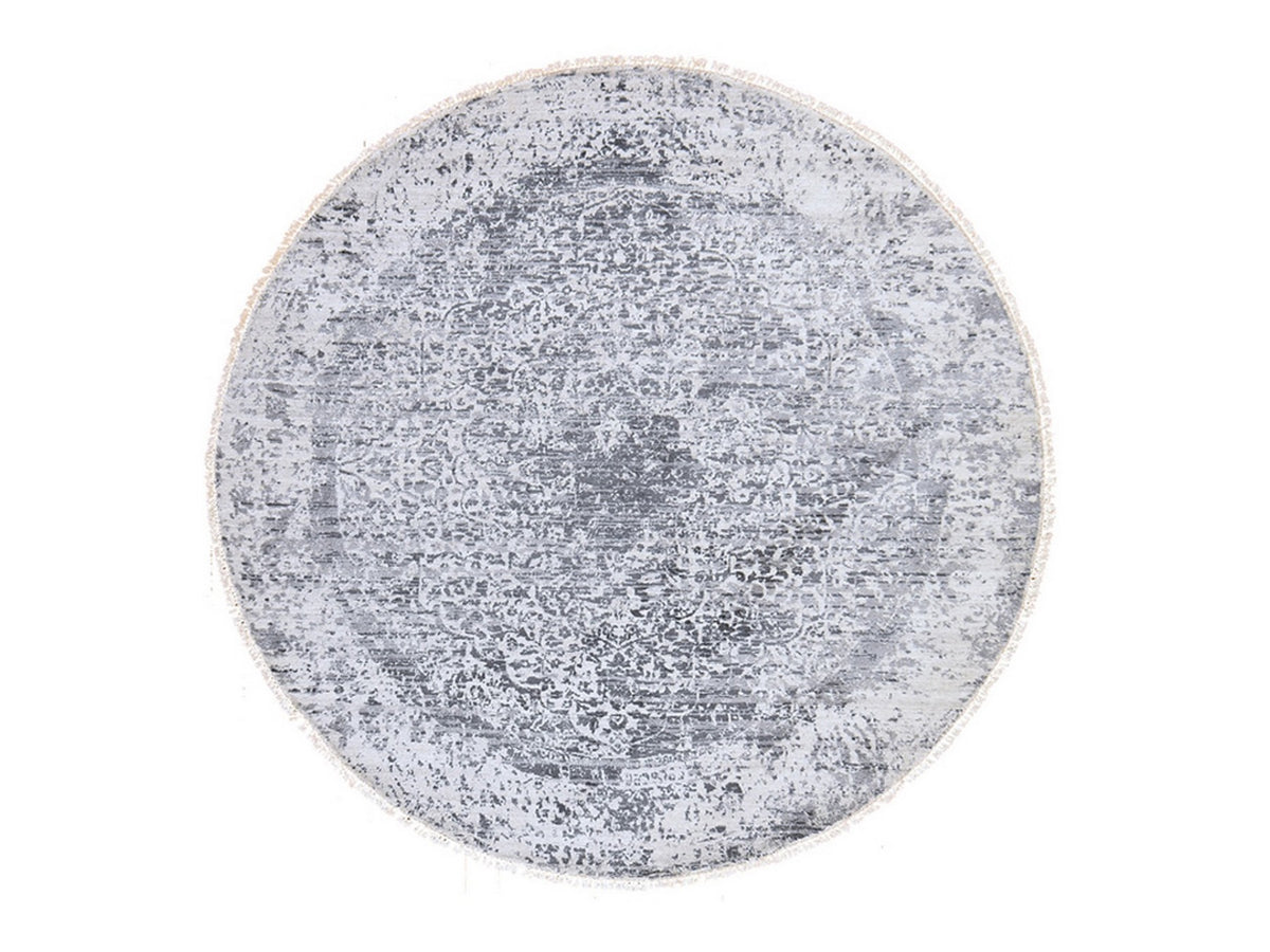 Persian Modern / Contemporary hand-knotted wool/silk rug in Gray, 7' x 7', SKU O078857