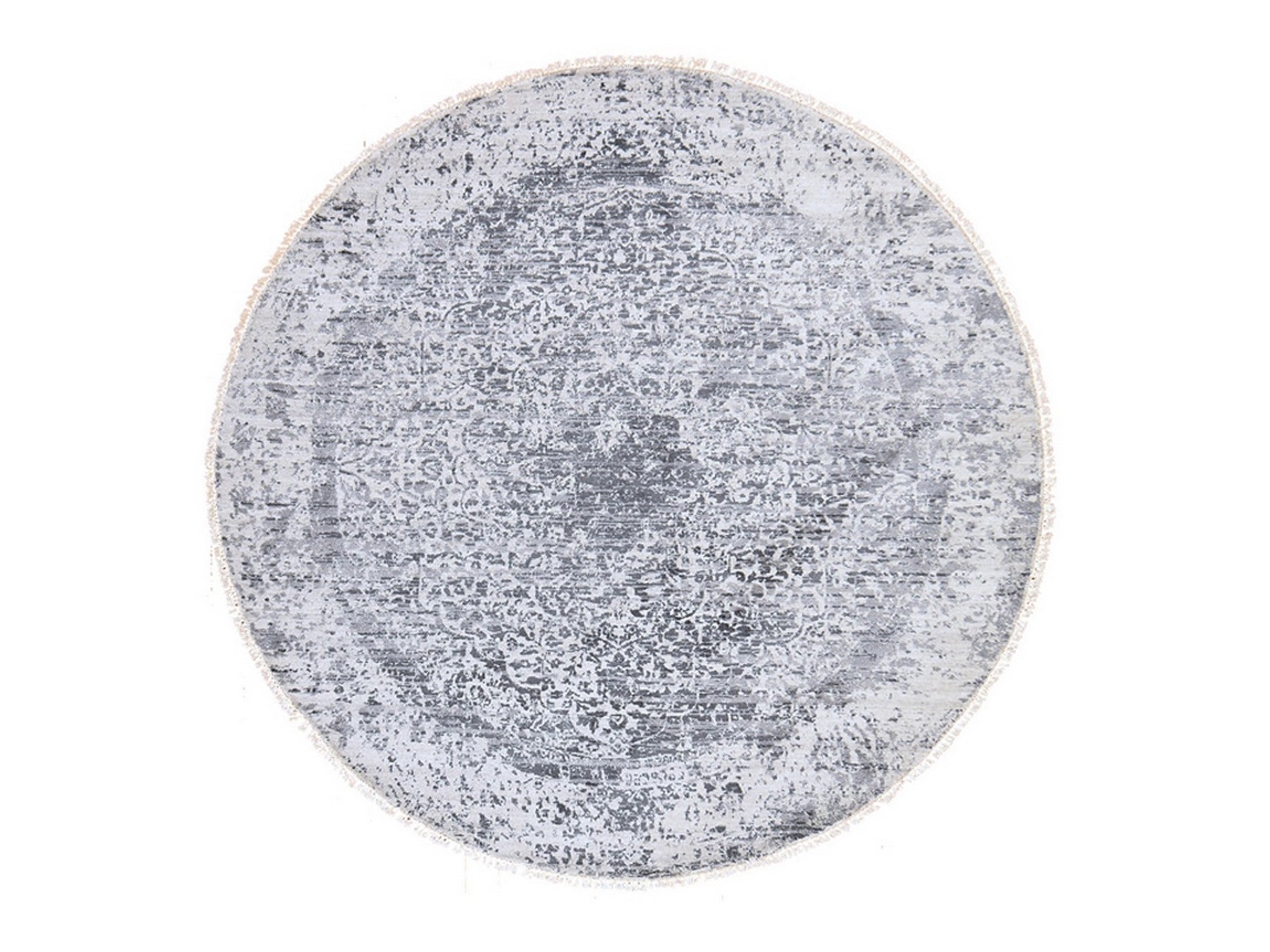 Persian Modern / Contemporary hand-knotted wool/silk rug in Gray, 7' x 7', SKU O078857