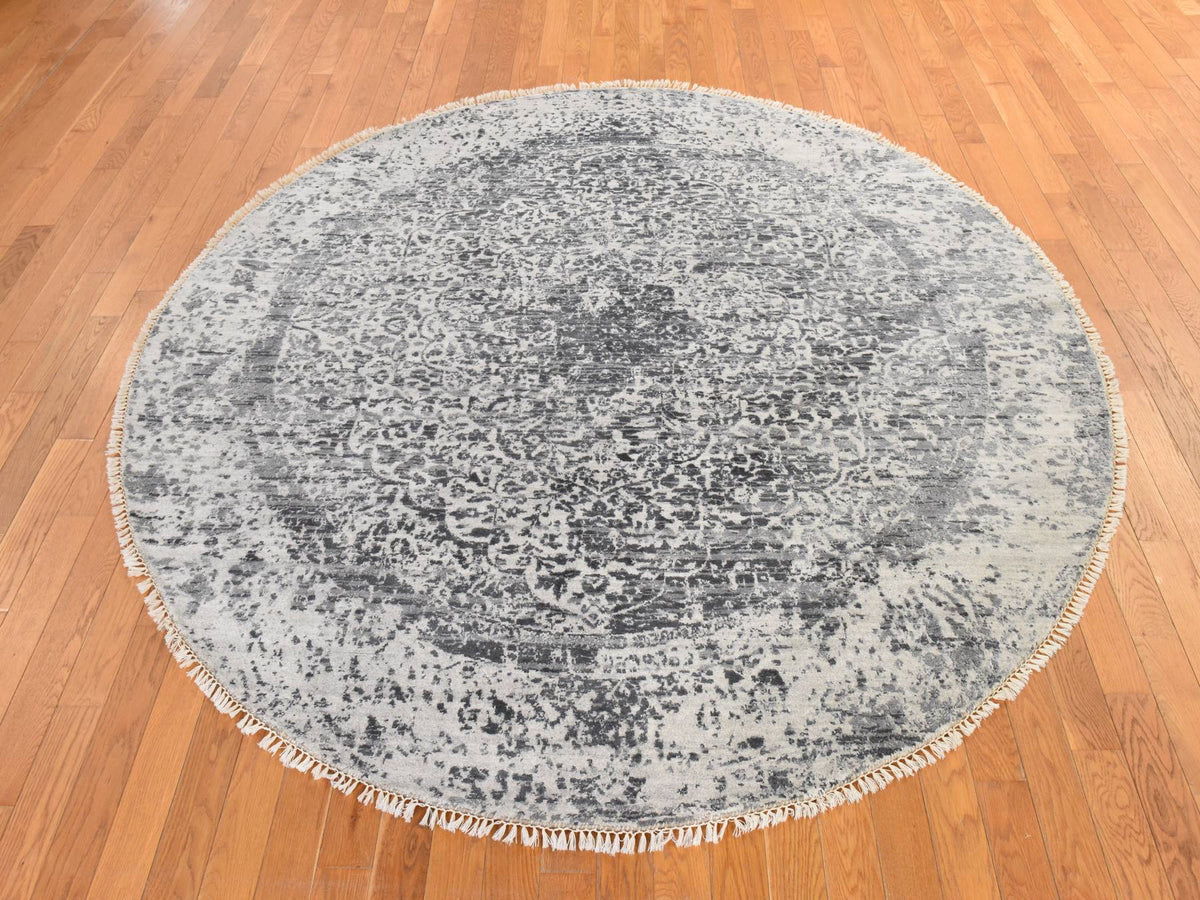 Persian Modern / Contemporary hand-knotted wool/silk rug in Gray, 7' x 7', SKU O078857 (view 2)
