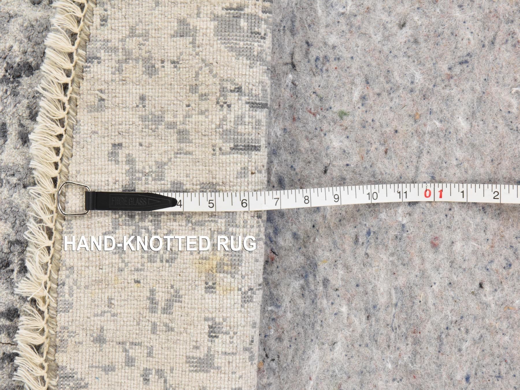 Persian Modern / Contemporary hand-knotted wool/silk rug in Gray, 7' x 7', SKU O078857 (view 6)