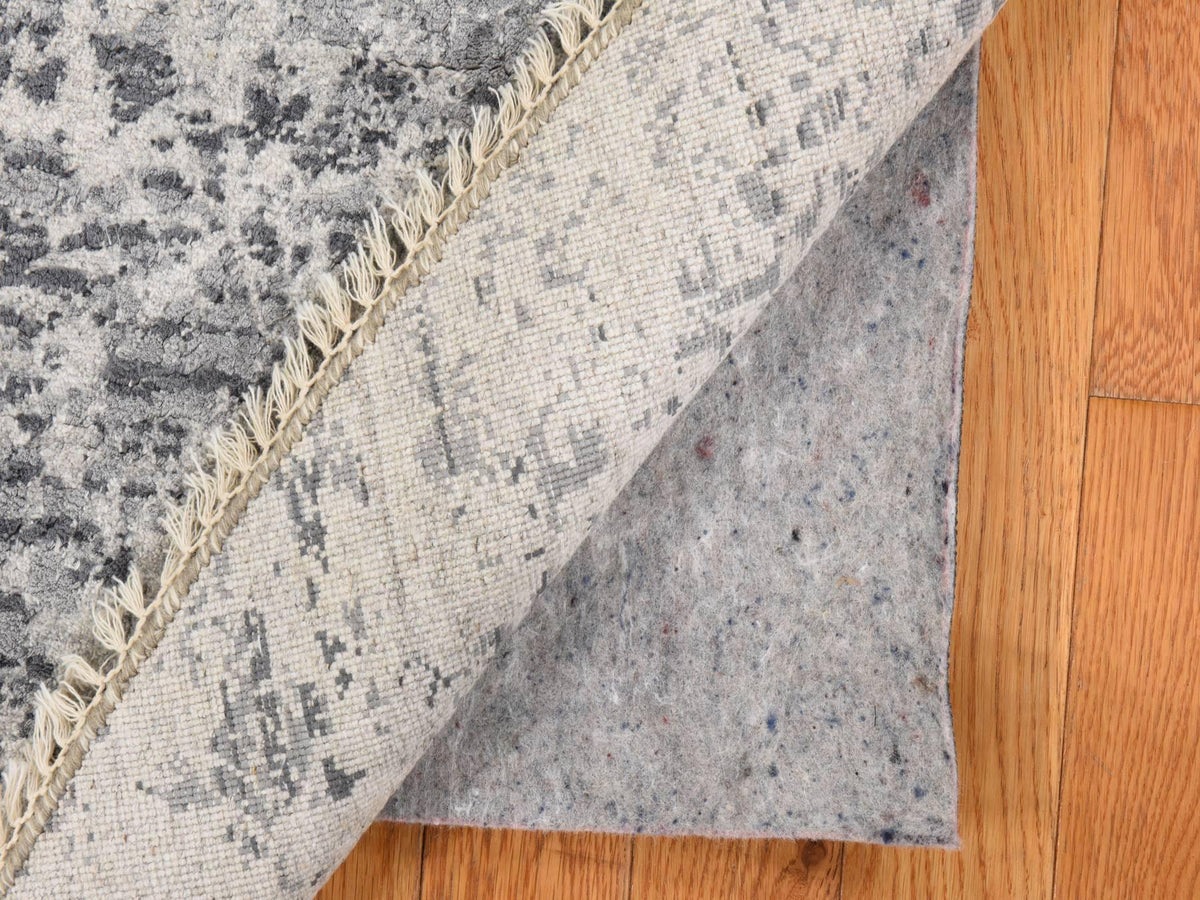 Persian Modern / Contemporary hand-knotted wool/silk rug in Gray, 7' x 7', SKU O078857 (view 7)