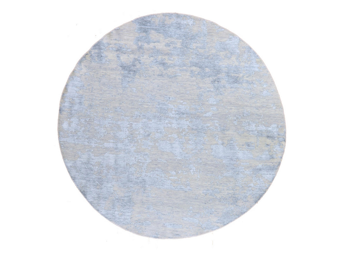 Modern / Contemporary hand-knotted wool/silk rug in Gray, 7'10" x 7'10", SKU O078859