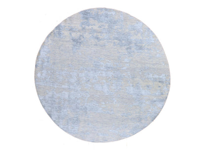 Modern / Contemporary hand-knotted wool/silk rug in Gray, 7'10" x 7'10", SKU O078859