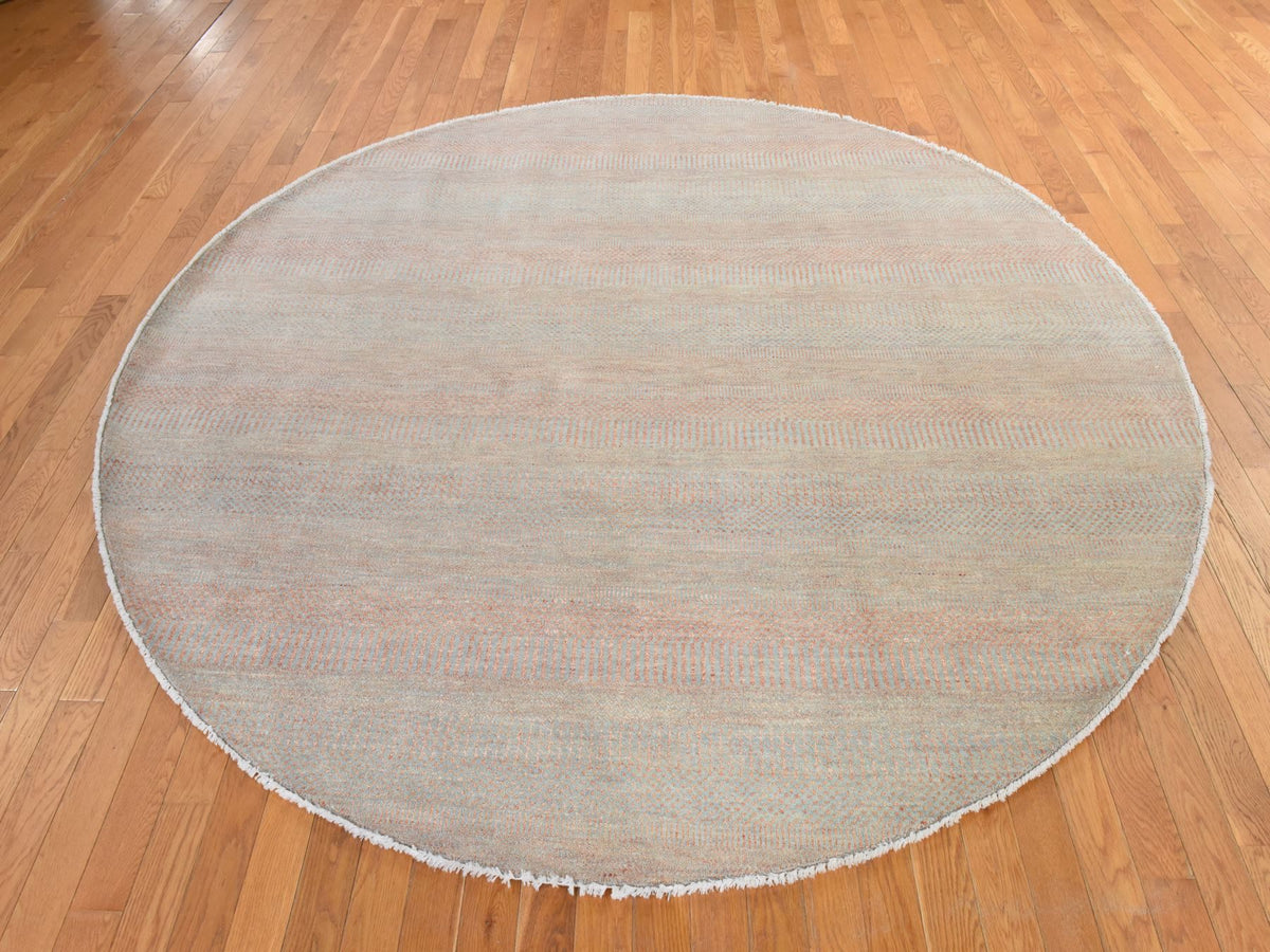 Modern / Contemporary hand-knotted wool/silk rug in Pink, 8' x 8', SKU O078860 (view 2)