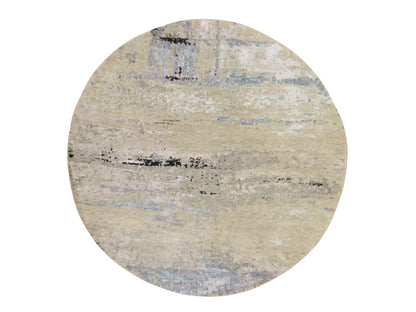 Modern / Contemporary hand-knotted wool/silk rug in Beige, 8' x 8', SKU O078861