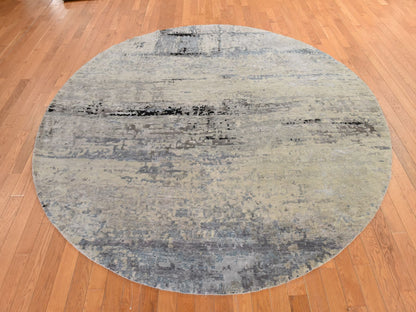 Modern / Contemporary hand-knotted wool/silk rug in Beige, 8' x 8', SKU O078861 (view 2)