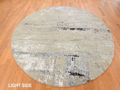Modern / Contemporary hand-knotted wool/silk rug in Beige, 8' x 8', SKU O078861 (view 3)
