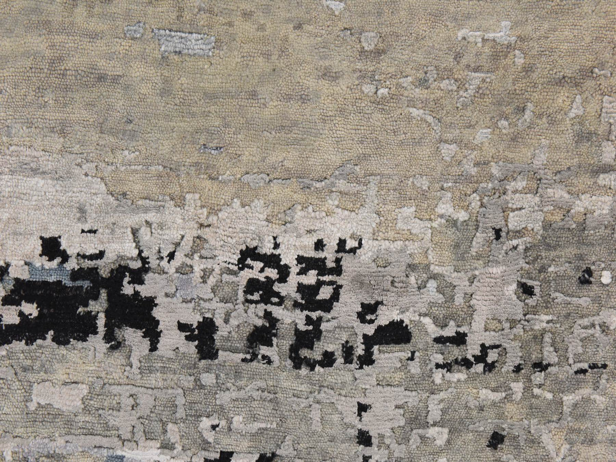 Modern / Contemporary hand-knotted wool/silk rug in Beige, 8' x 8', SKU O078861 (view 4)
