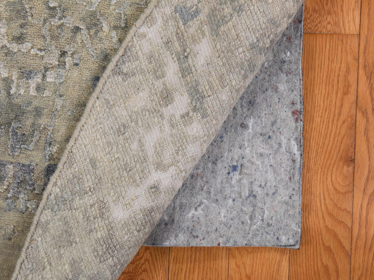 Modern / Contemporary hand-knotted wool/silk rug in Beige, 8' x 8', SKU O078861 (view 7)