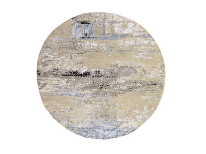 Modern / Contemporary hand-knotted wool/silk rug in Beige, 8' x 8', SKU O078862