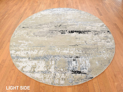 Modern / Contemporary hand-knotted wool/silk rug in Beige, 8' x 8', SKU O078862 (view 3)