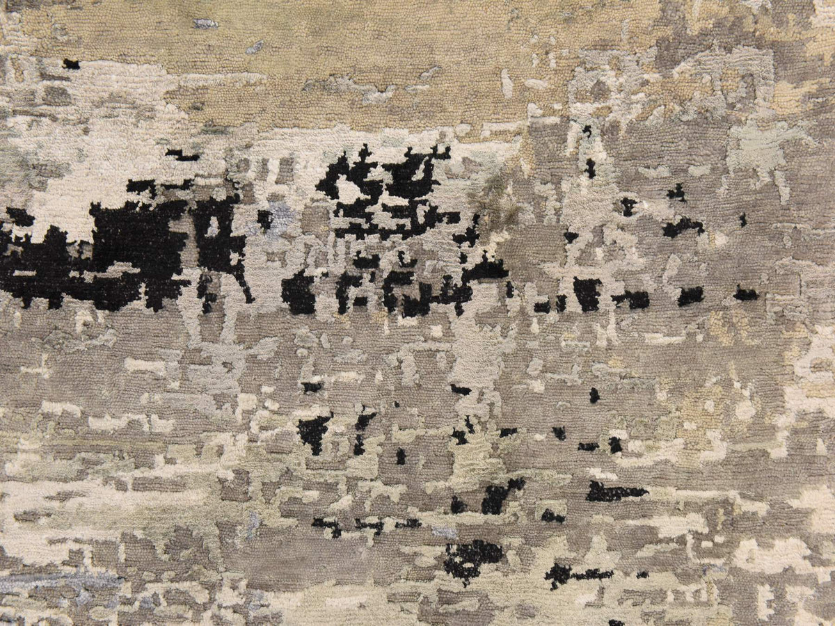 Modern / Contemporary hand-knotted wool/silk rug in Beige, 8' x 8', SKU O078862 (view 4)