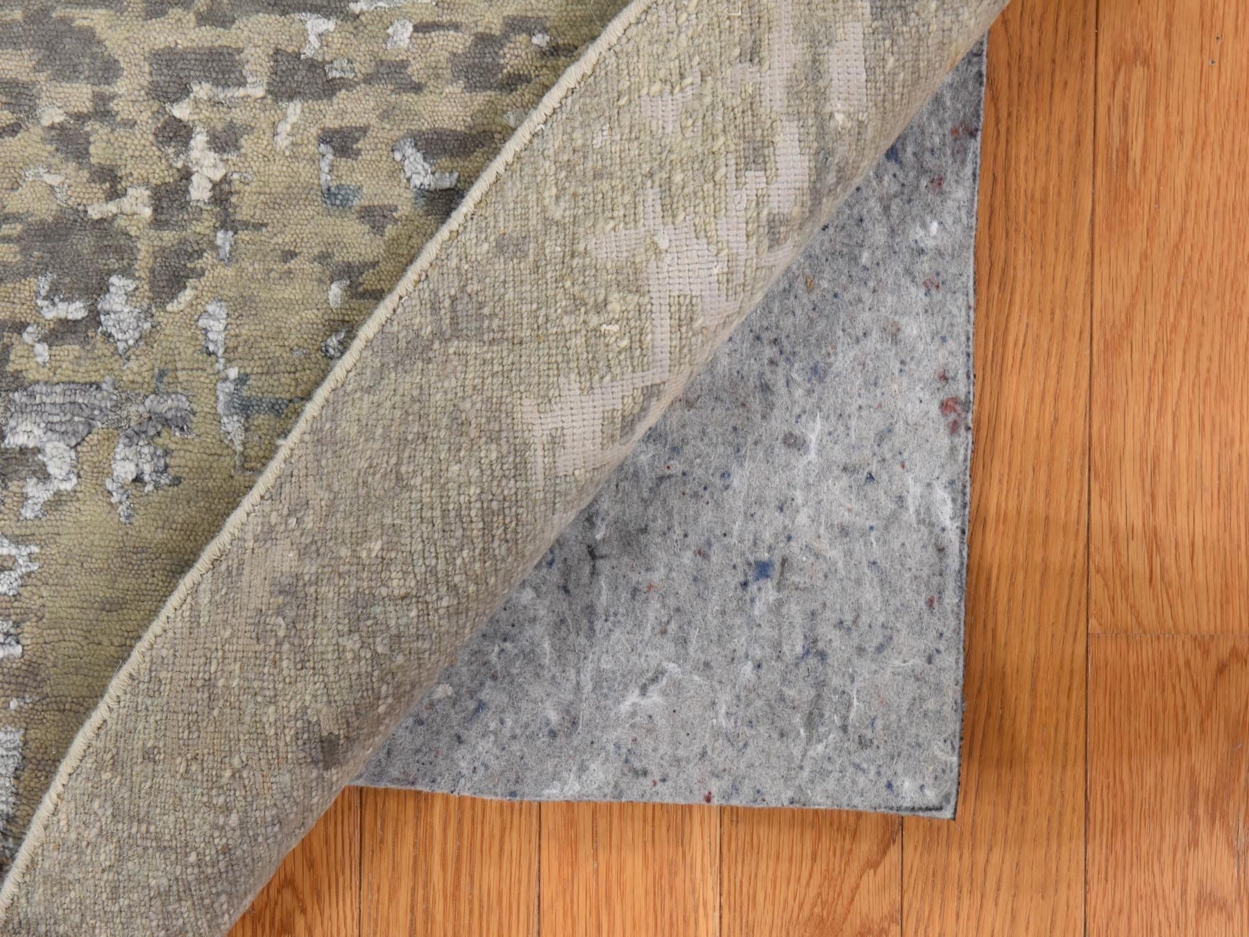Modern / Contemporary hand-knotted wool/silk rug in Beige, 8' x 8', SKU O078862 (view 7)